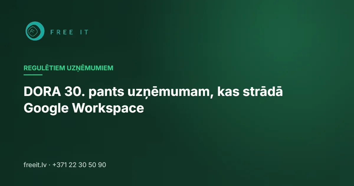 DORA 30. pants uzņēmumam, kas strādā Google Workspace