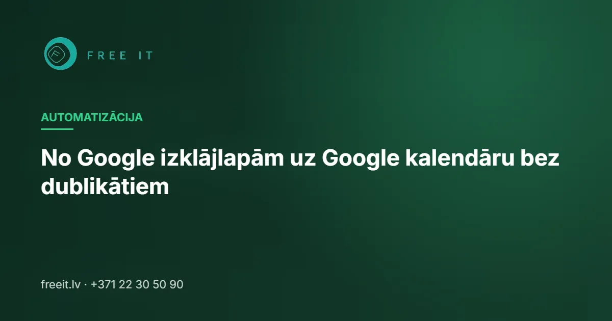 No Google izklājlapām uz Google kalendāru bez dublikātiem