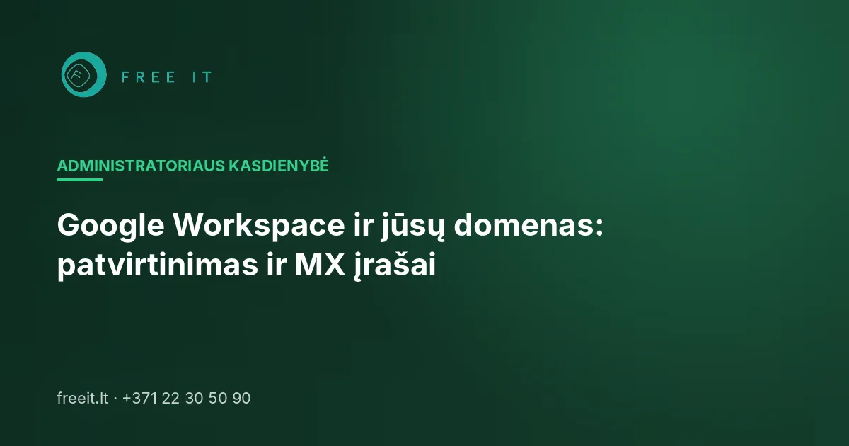 Google Workspace ir jūsų domenas: patvirtinimas ir MX įrašai