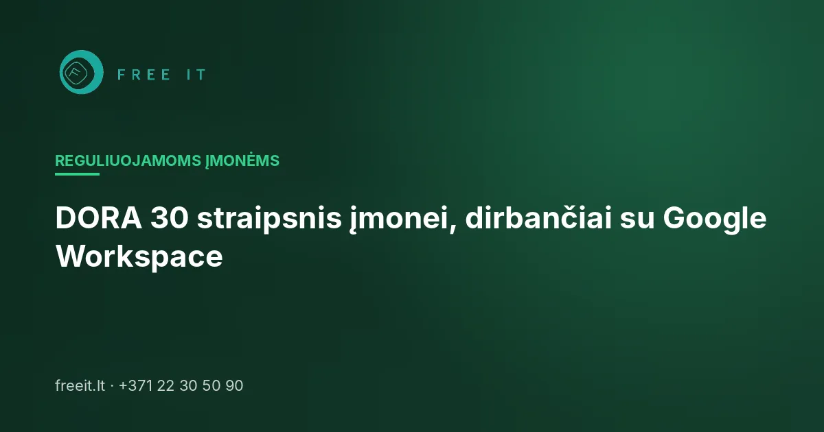 DORA 30 straipsnis įmonei, dirbančiai su Google Workspace